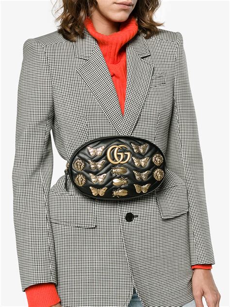 gucci marmont animal studs belt bag|Gucci denim marmont bag.